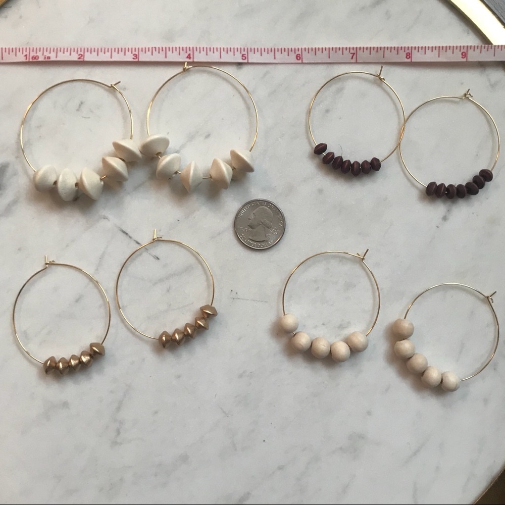 💗 Beaded gold hoop earrings bundle